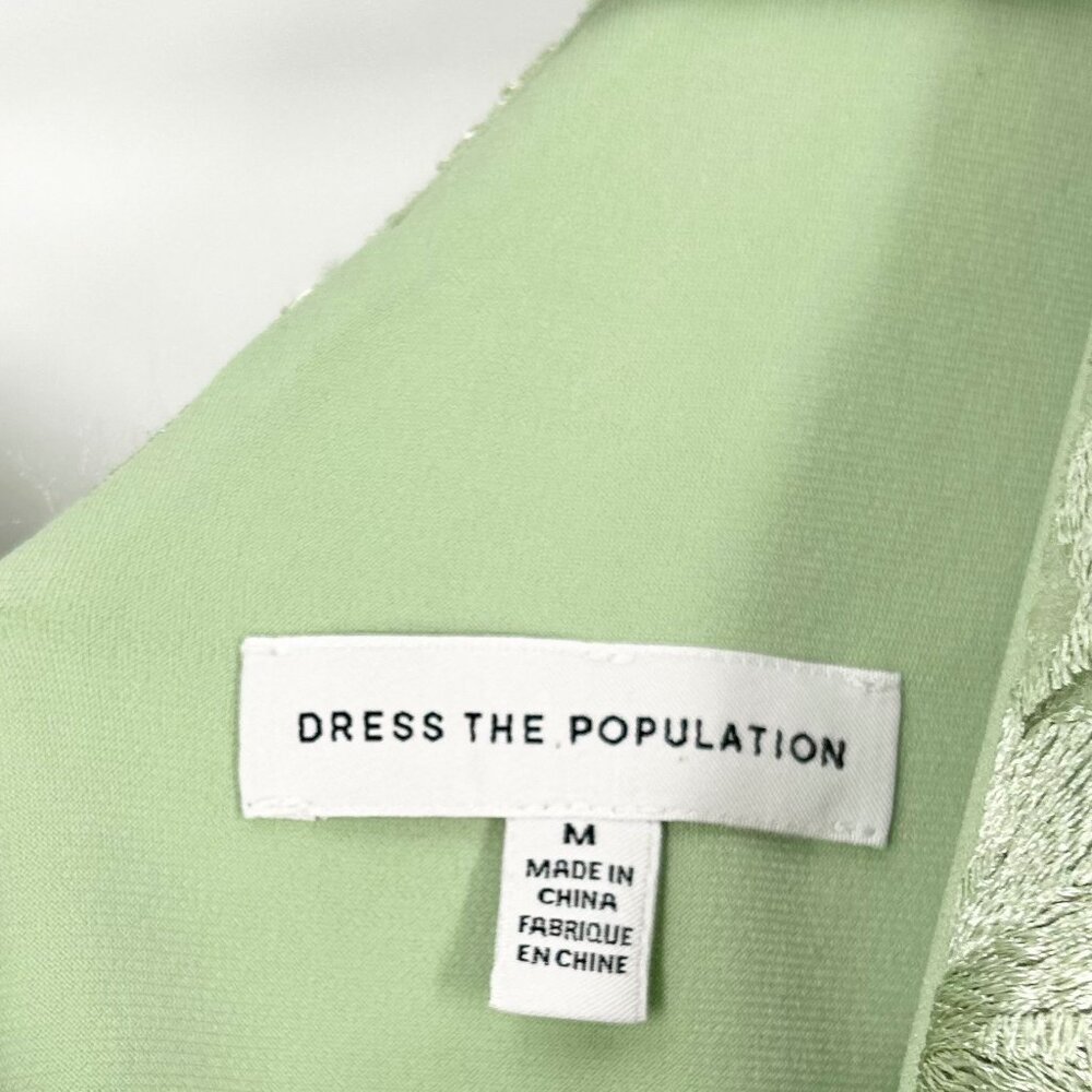 Dress the Population Audrey Floral Mesh Overlay Dress in Sage - Picture 5 of 8
